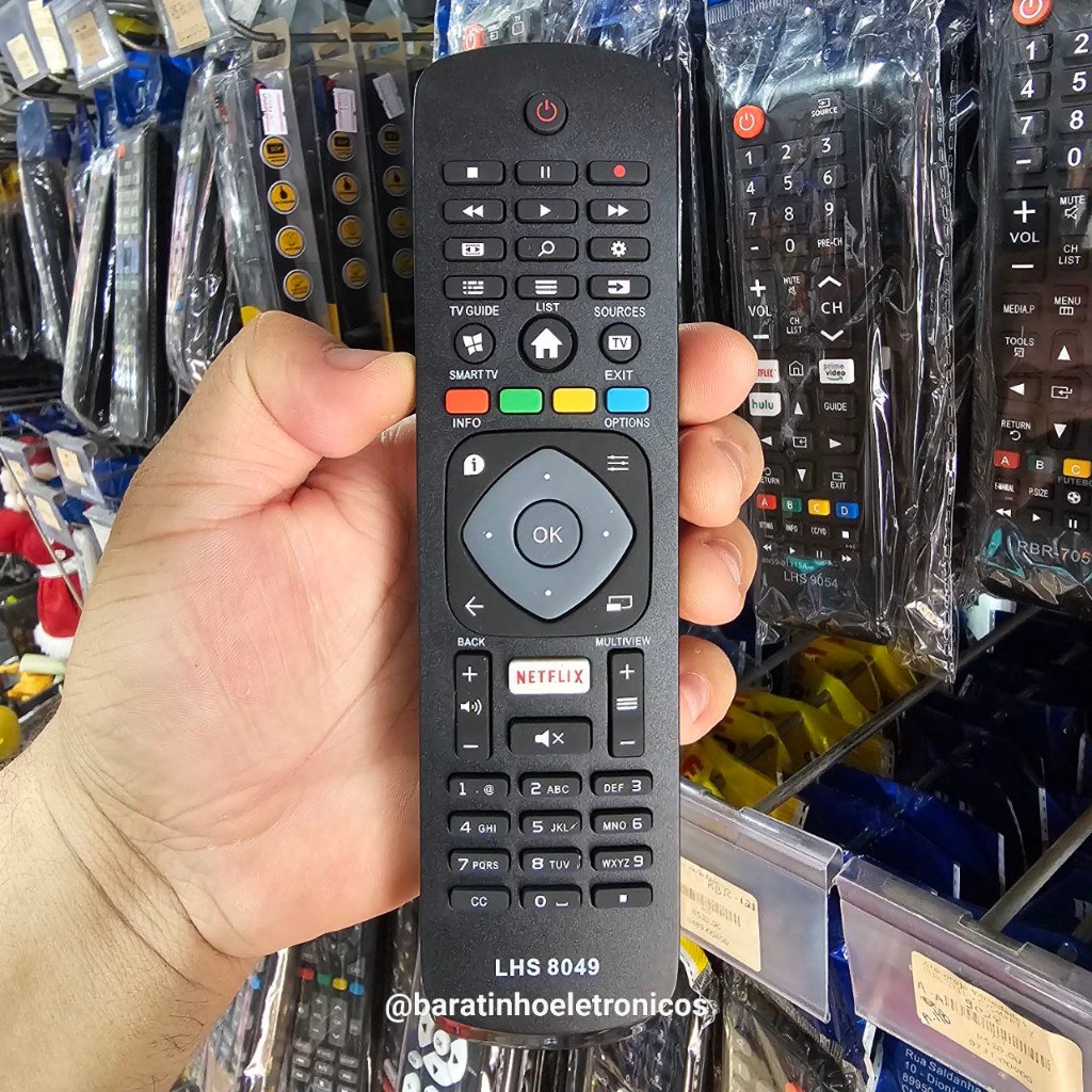 Controle TV Philips Smart LHS 8049 SKY-8049 Botão Netflix LE-7276 Led FBG-8049 VC-8207 RBR-8049