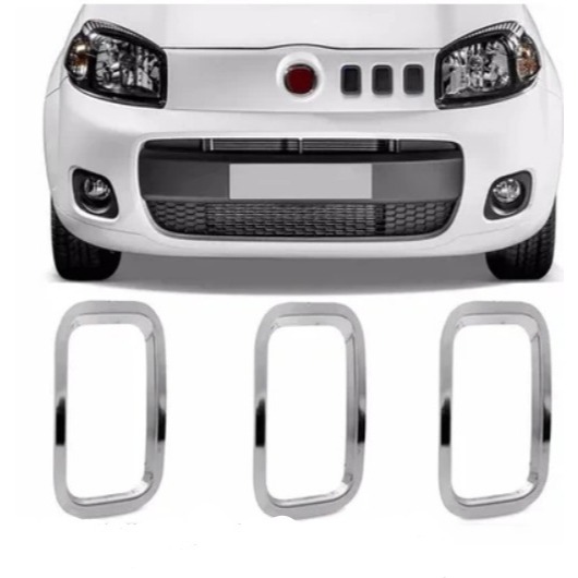 Aplique Moldura Auxiliar Da Grade Fiat Uno Cromado 2010/2015
