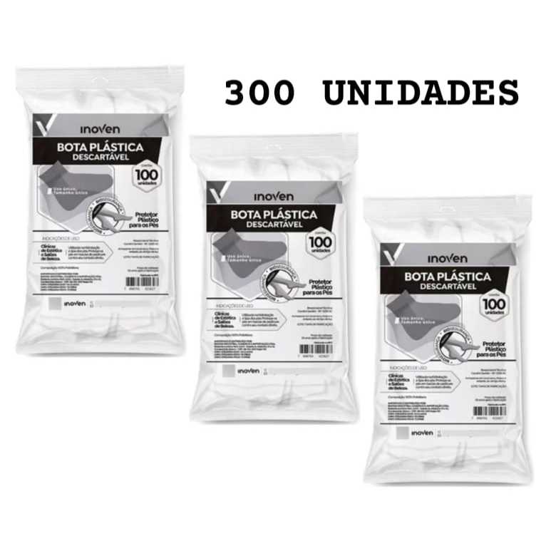 Bota Plástica Pro Pé Kit 300 Unidades Descartável Proteção Higiene Resistente Consultório em Oferta na Shopee