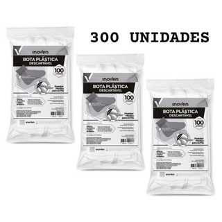 Bota Plástica Pro Pé Kit 300 Unidades Descartável Proteção Higiene Resistente Consultório