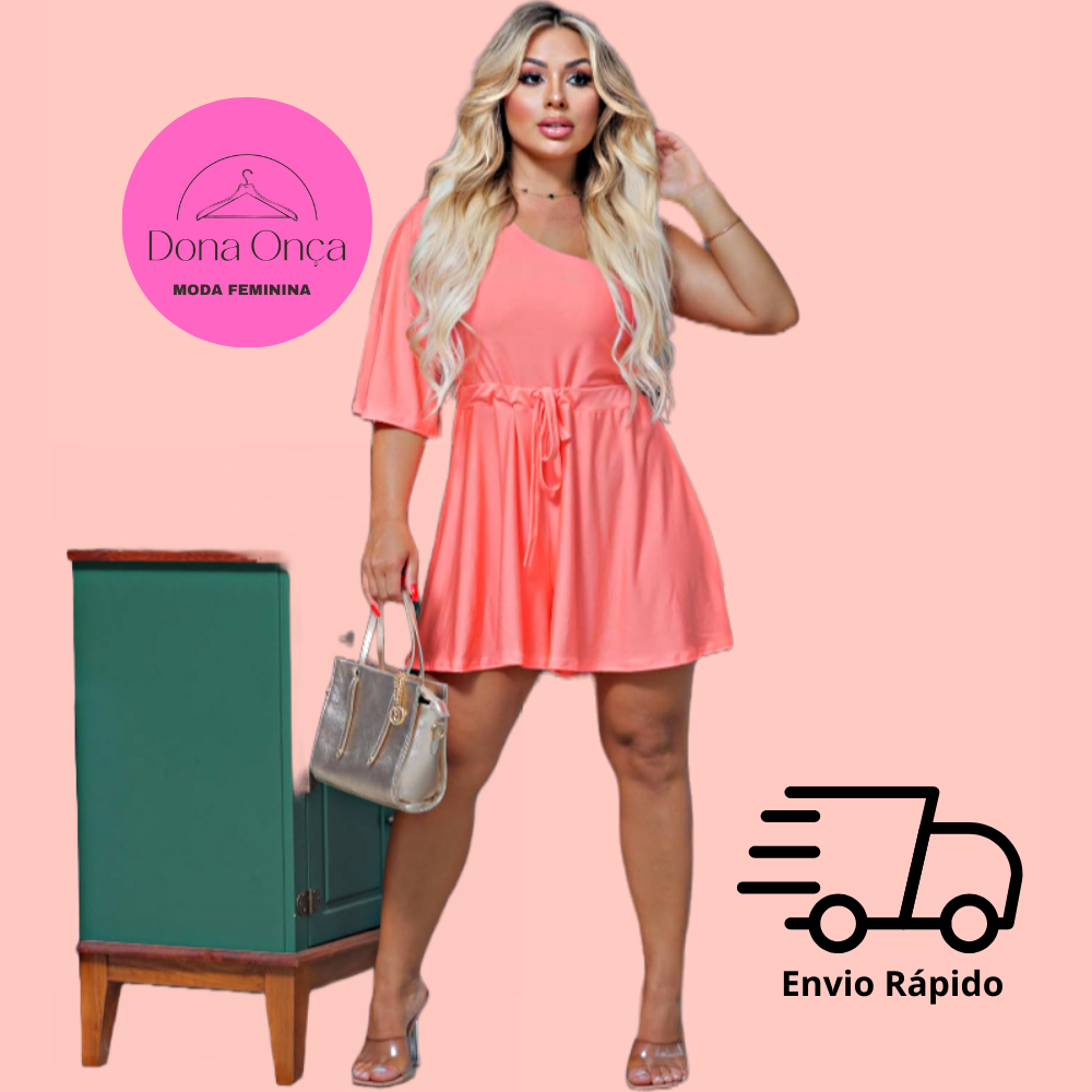 Macaquinho Plus Size Feminino Mula Mança Macacão Estilo Vestidinho Soltinho Feminina