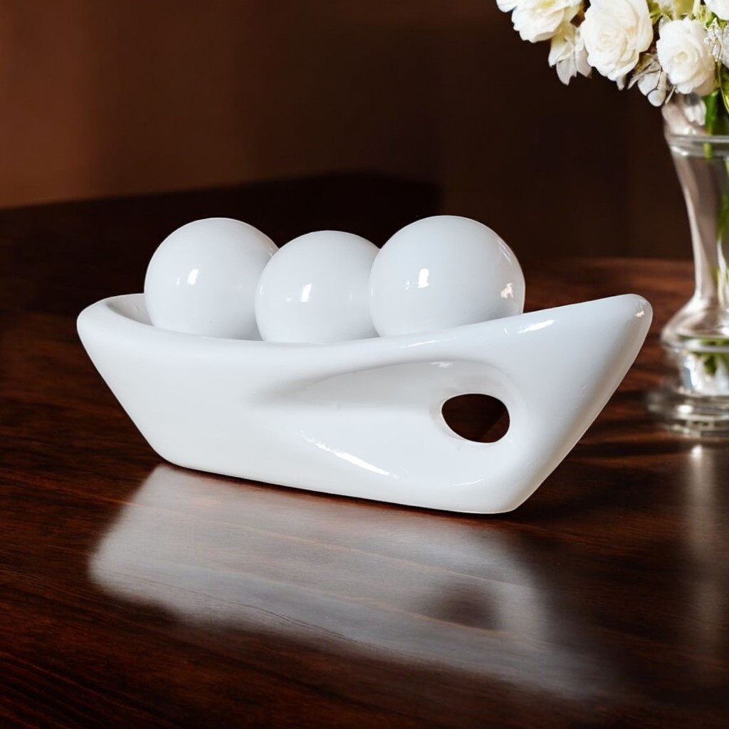 Barca Vazada c/3 Bolas Cerâmica Centro Mesa Sala Escritório Rack Diversas Cores em Oferta na Shopee