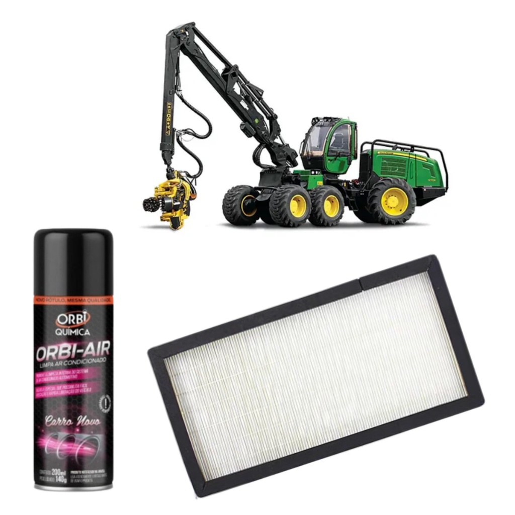 Filtro Ar Condicionado De Cabine + Limpa Ar Maquina John Deere 1270D