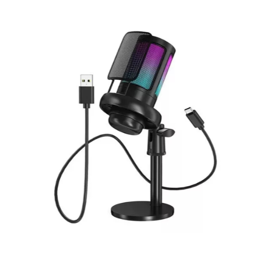 Microfone Condensador USB RGB -Tomate -MT-1060R
