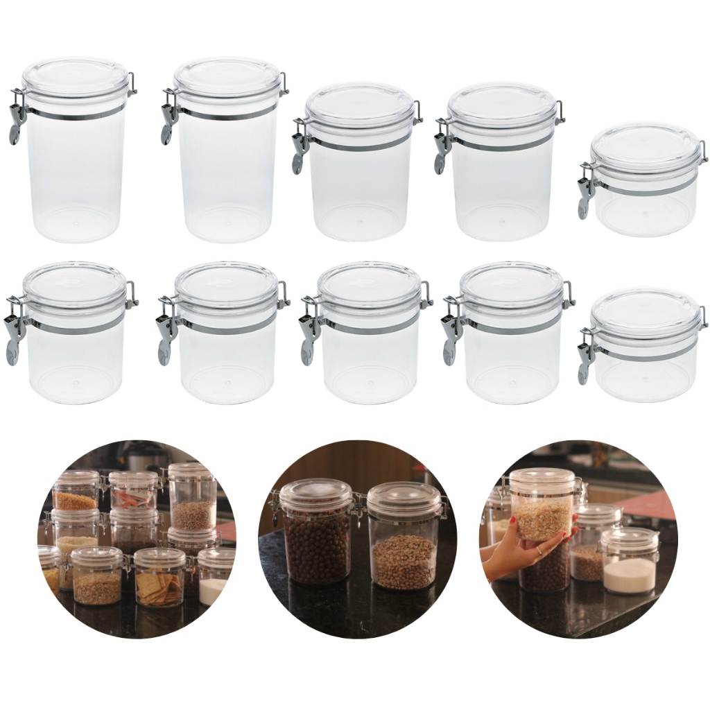 Pote Hermético com Trava Organização Cozinha Mantimentos Temperos - James F