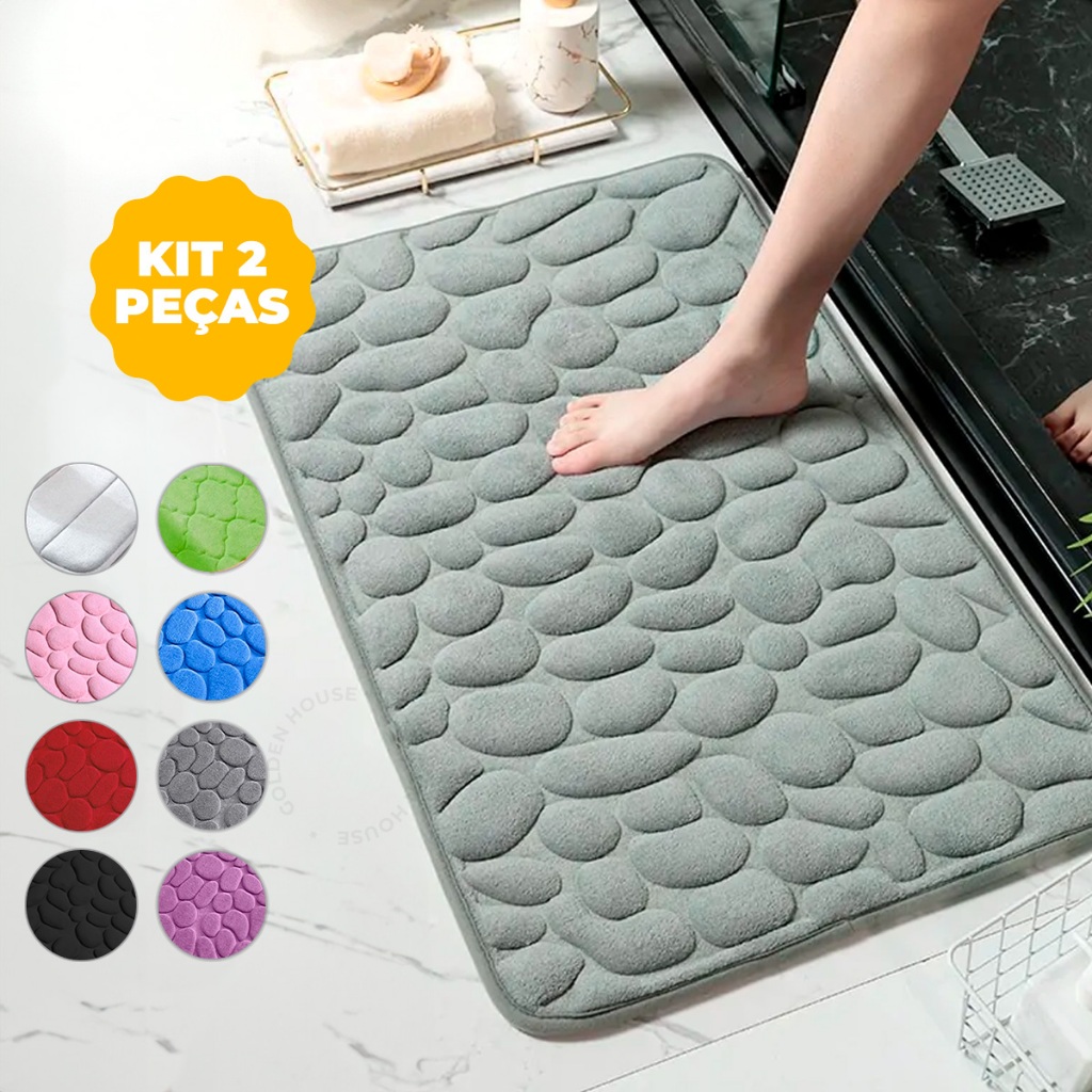 Kit 2 Tapetes De Banheiro Soft Antiderrapante Super Macio Luxuoso 60cmx40cm