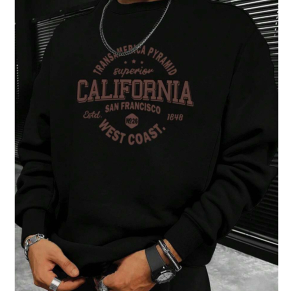 Moletom Gola Redonda Gola Careca Flanelado Algodão Masculino Estampado California Moda Gringa Streetwear