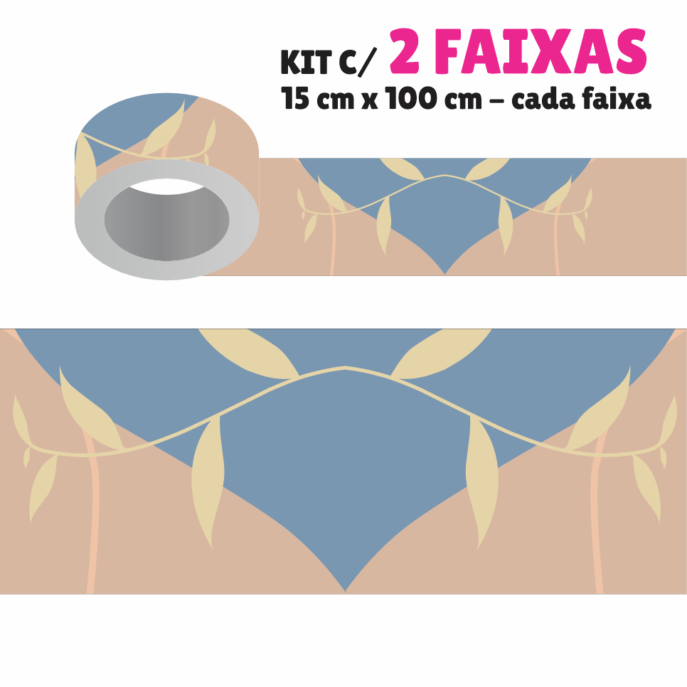 Faixa Decorativa - Kit com 2 Faixas Papel de Parede Border Faixa Adesiva Decoração - FOLHAGEM MINIMALISTA