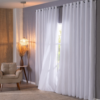 Cortina Voil com Forro em Microfibra Sala E Quarto 4,00m larg  X 2,70m alt. Perfeito Privacidade em Oferta na Shopee