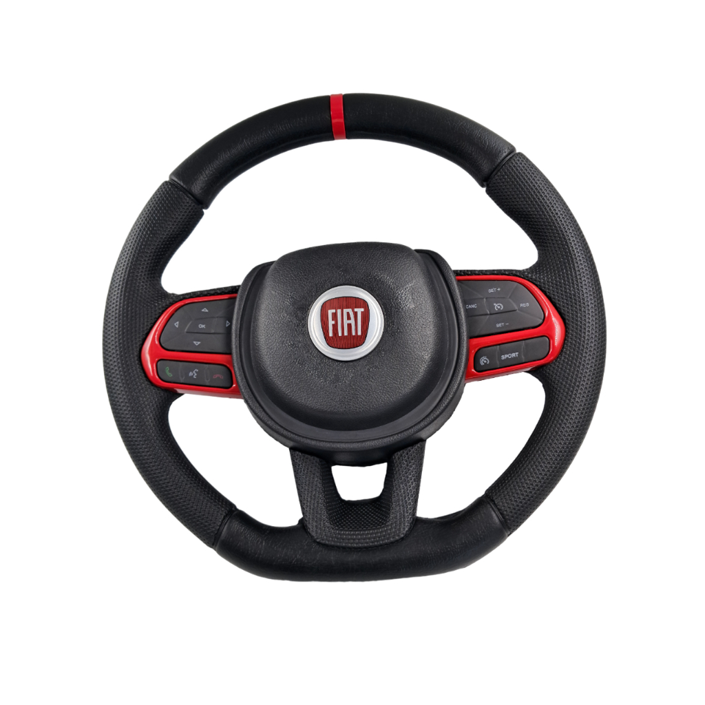Volante Esportivo Argo Vermelho Para Fiat Punto - 2007 - 2012 + Cubo S /Comandos Somente Estético