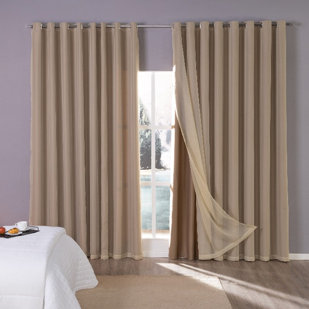 Cortina Tecido Premium Blackout com Voil para Sala e Quarto 5.00m larg x 2.70m alt.