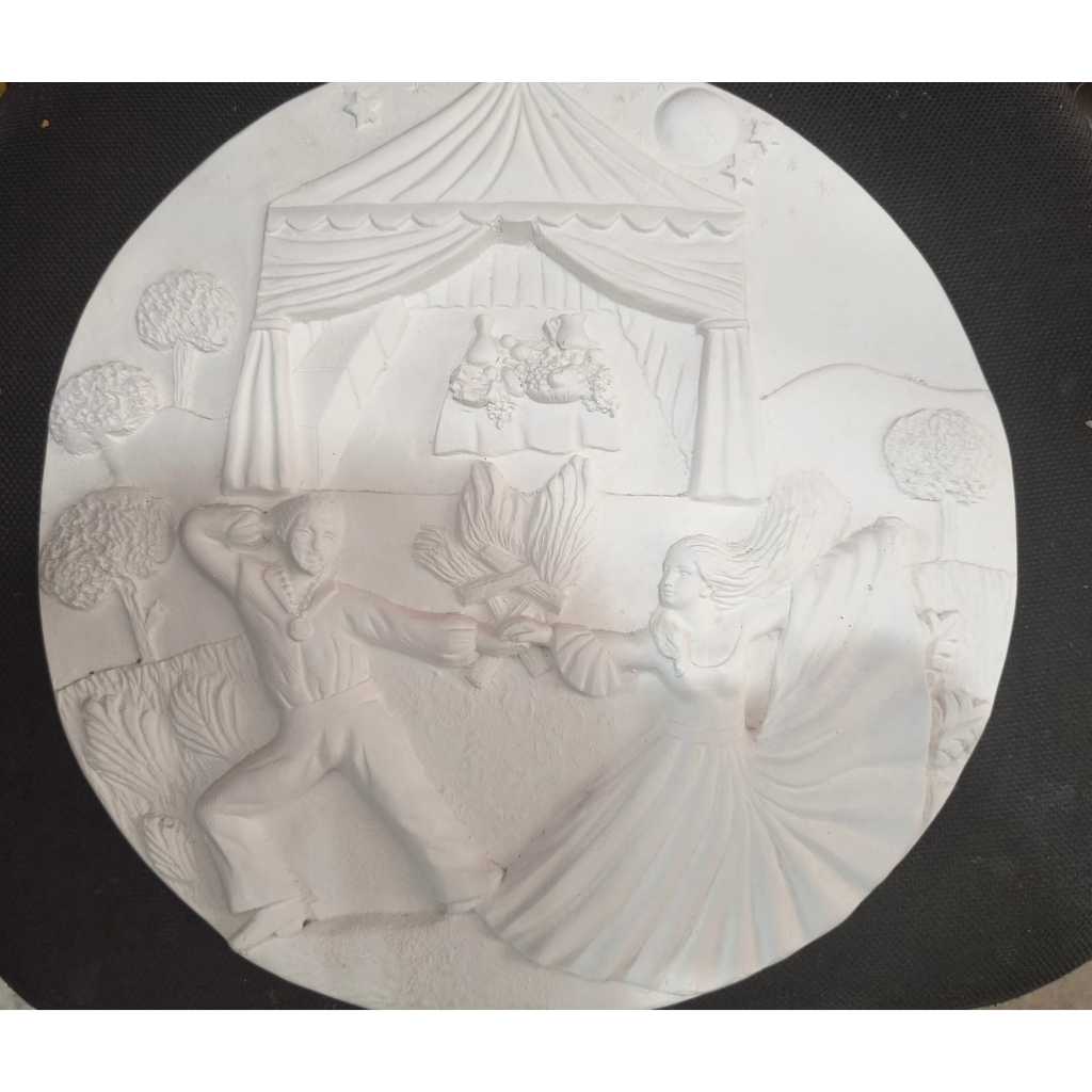 Quadro mandala Ciganos em gesso 35cm - gesso cru