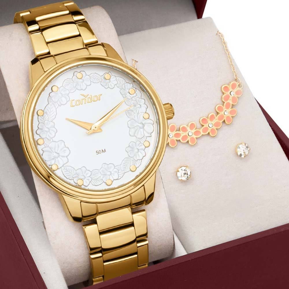 Kit Relógio Condor Feminino com Colar e brincos CO2036MXJ/K4K - Watches