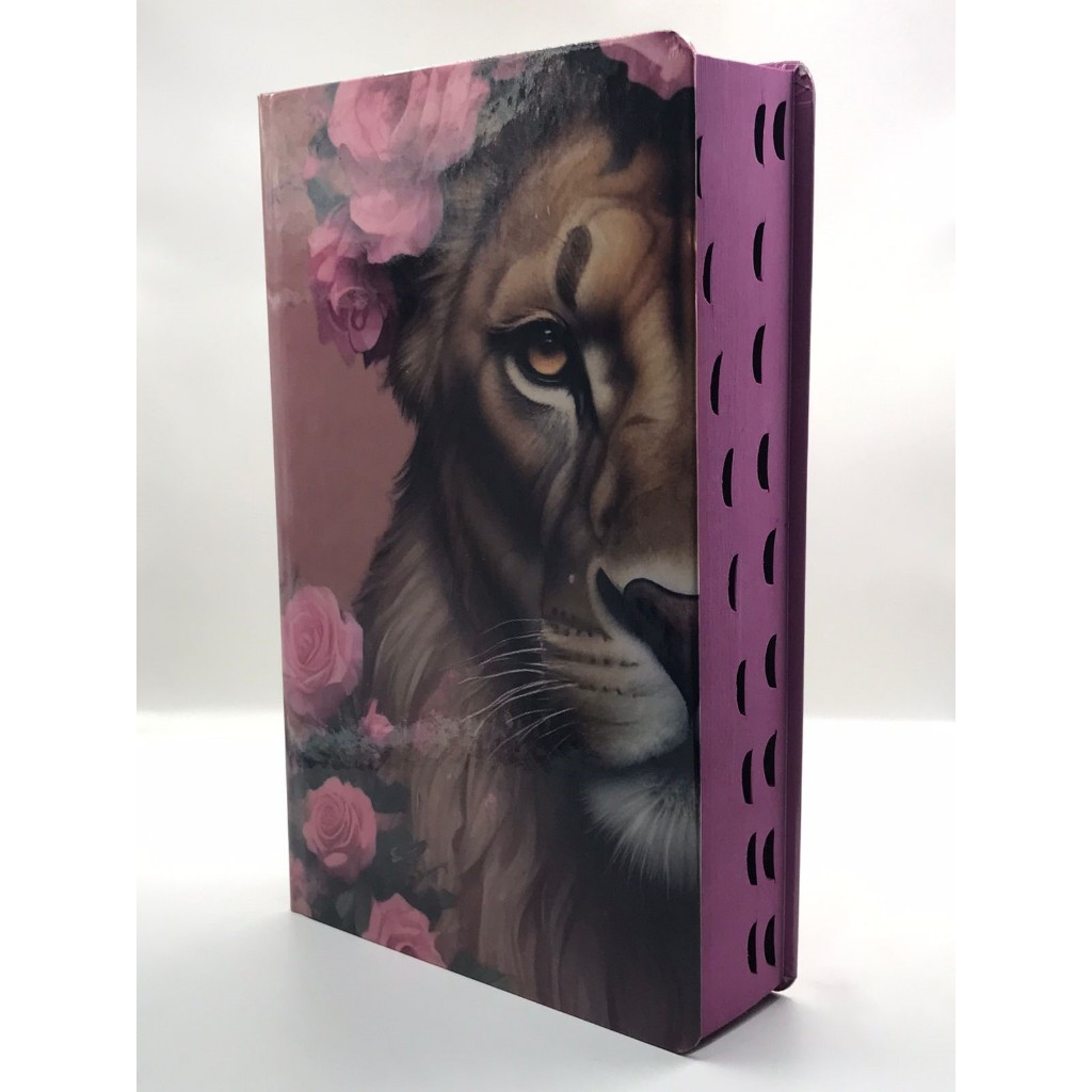 Bíblia Sagrada Tamanho Grande com Harpa Palavras de Jesus em Vermelho Capa Dura Leão Rosas em Oferta na Shopee