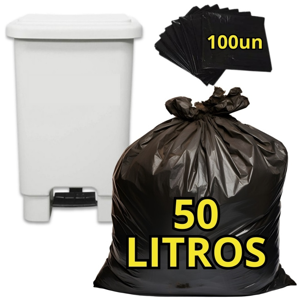 Saco de lixo 50 Litros Reforçado pacote com 100 e 50 unidades PROMOÇÃO