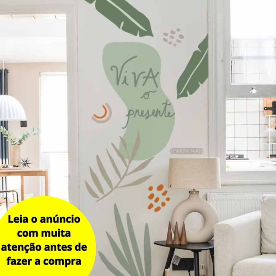 Papel De Parede Adesivo Decorativo Floral Folhagem Verde Decoração Sala Quarto e Ambientes