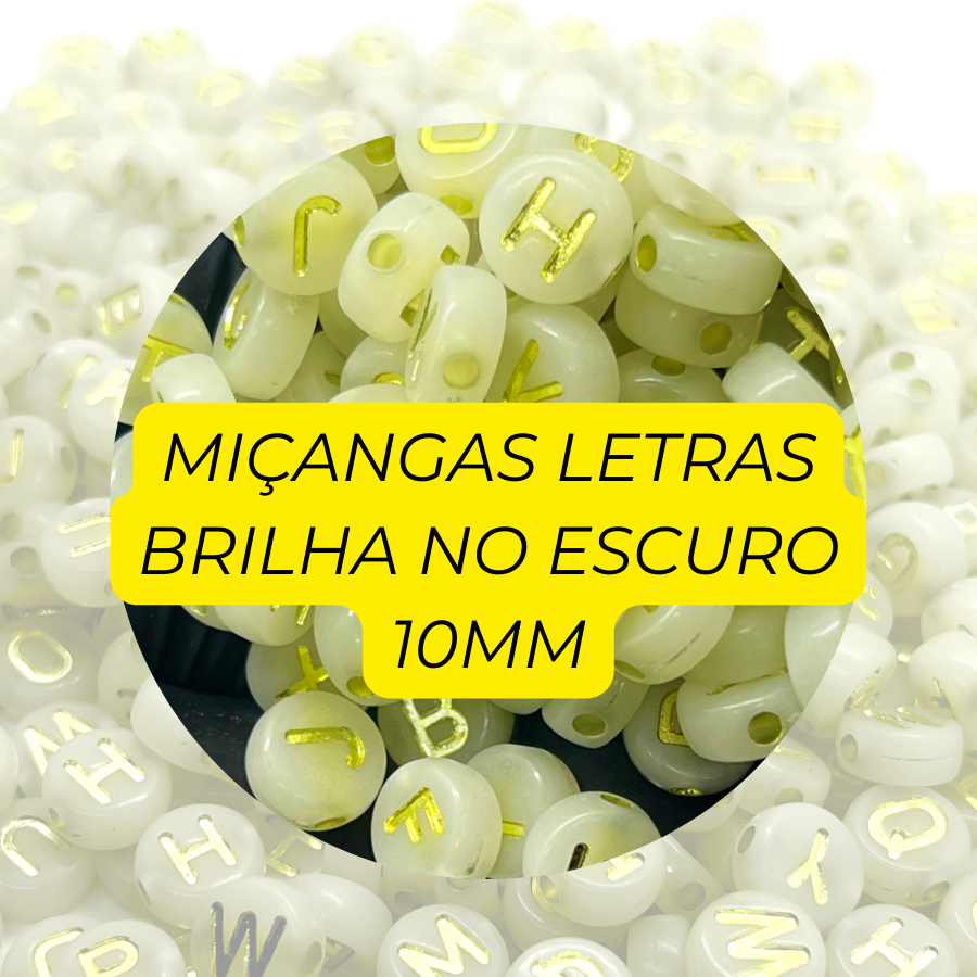 Miçangas de Letras 10mm – Brilha no Escuro, 500g para Artesanato e Acessórios e Bijuterias