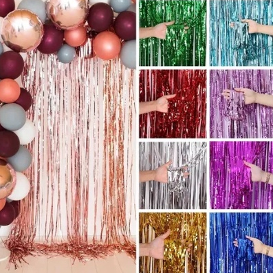 3 Cortinas Metalizada Painel Fitas Metalizadas 2 x 1m cada em Oferta na Shopee