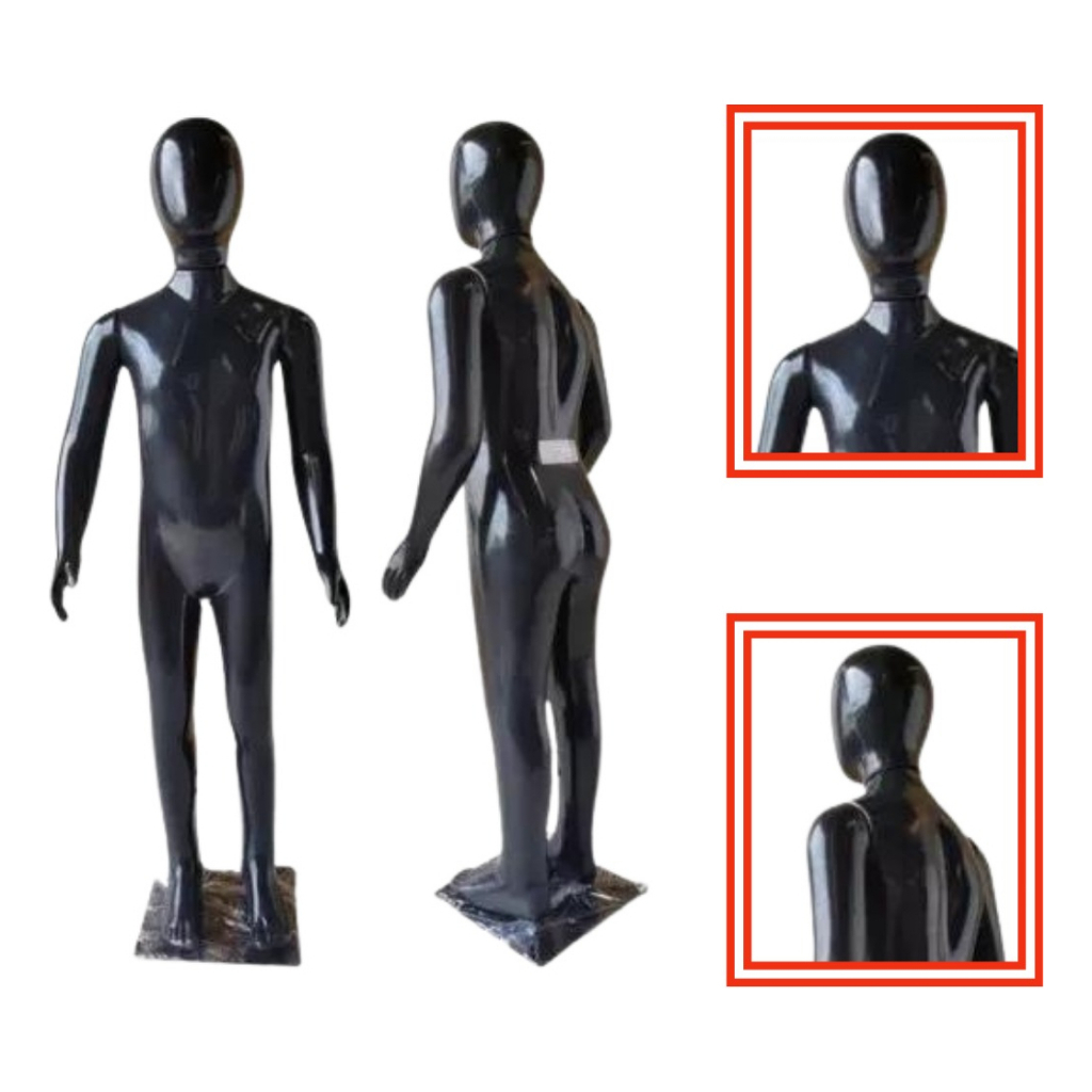 Manequim Infantil Unissex Cabeça Ovo Preto + Base Completo em Oferta na Shopee