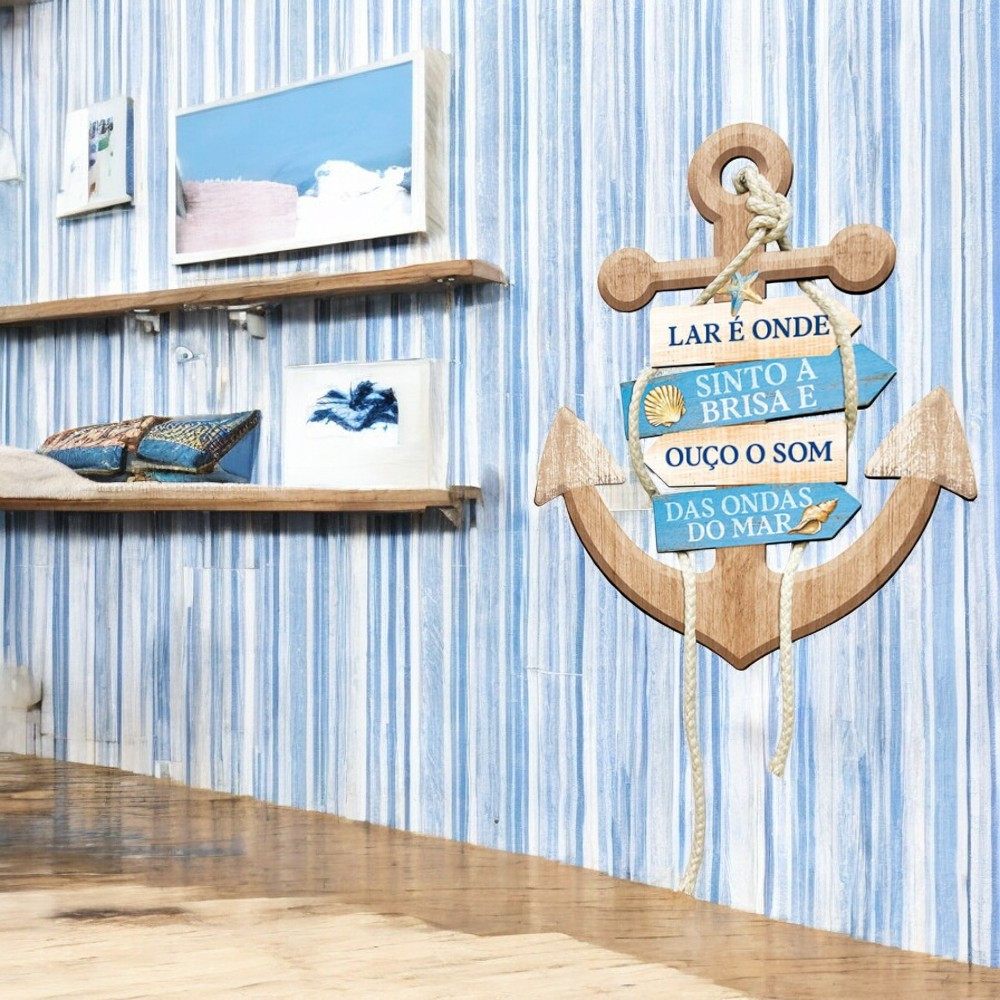 Placa Decorativa Âncora - Lar é onde sinto 22x29cm