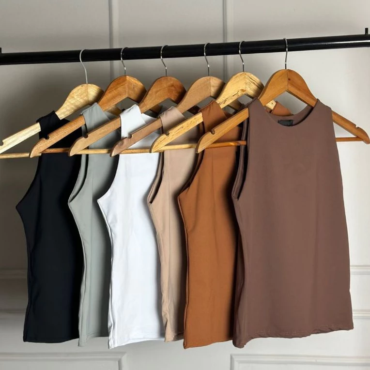 Regata Blusinha Feminina Suplex Duplo Básica Elegante Moda Blogueira Tendencia 2025 — imagem 1
