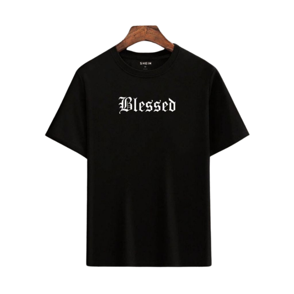 Camiseta Masculina Blessed Preta Camisa 100% Algodão Estilo Skatista