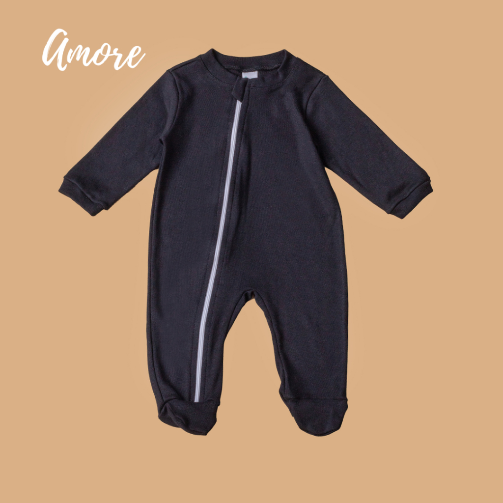 Macacão de bebê Pezinho Preto - 100% Algodão