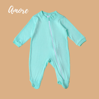 Macacão de bebê Pezinho Verde Água - 100% Algodão em Oferta na Shopee