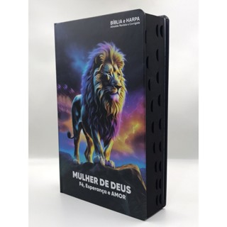 Bíblia Sagrada Tamanho Grande com Harpa Palavras de Jesus em Vermelho Capa Dura Leão Mulher de Deus em Oferta na Shopee