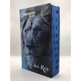 Bíblia Sagrada Tamanho Grande com Harpa Palavras de Jesus em Vermelho Capa Dura Leão Gelo em Oferta na Shopee