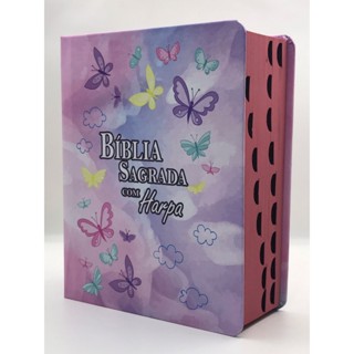 Bíblia Sagrada Com Harpa Tamanho Médio Palavra de Deus em Azul e Palavra de Jesus em vermelho Capa Dura em Oferta na Shopee