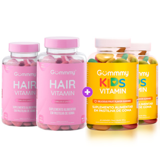 Kit 2 Gummy Hair Vitamin + 2 Gummy Kids Vitamin em Oferta na Shopee