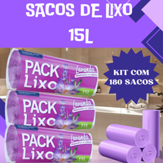 Kit 3 Sacos de Lixo Rolos Perfumado Lavanda 15,30,50,100 Litros Anti Odores Lavanda Roxo Banheiro em Oferta na Shopee