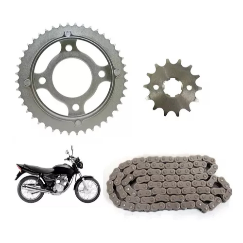 Kit Transmissão (Relação) CG 125 Titan 00/04 ES/KS Fan 125 05/08 – Coroa, Pinhão e Corrente
