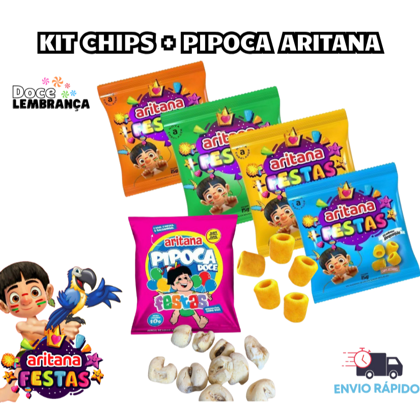 Kit Chips Salgadinhos e pipoca doce - Surpresinha festa infantil com festas Fardo - Aritana em Oferta na Shopee