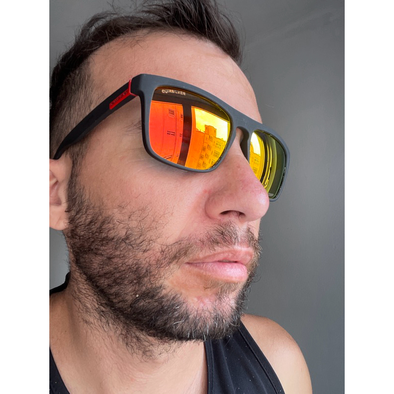 óculo de sol Quikisilver lentes vermelha polarizadas uv400 moda verão