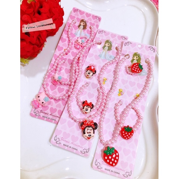 Kit Conjunto de Joias Infantis - Colar, Pulseira, e Anel para Presente Perfeito para Meninas