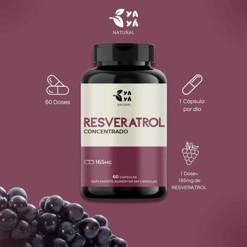 Resveratrol Concentrado 165mg - 60 Capsulas Suplemento Alimentar Yayá Natural em Oferta na Shopee