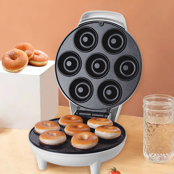 Mini Maquina De Donuts Café Da Manhã Capacidade Para 7 Mini Rosquinha Elétrica 110V Portátil