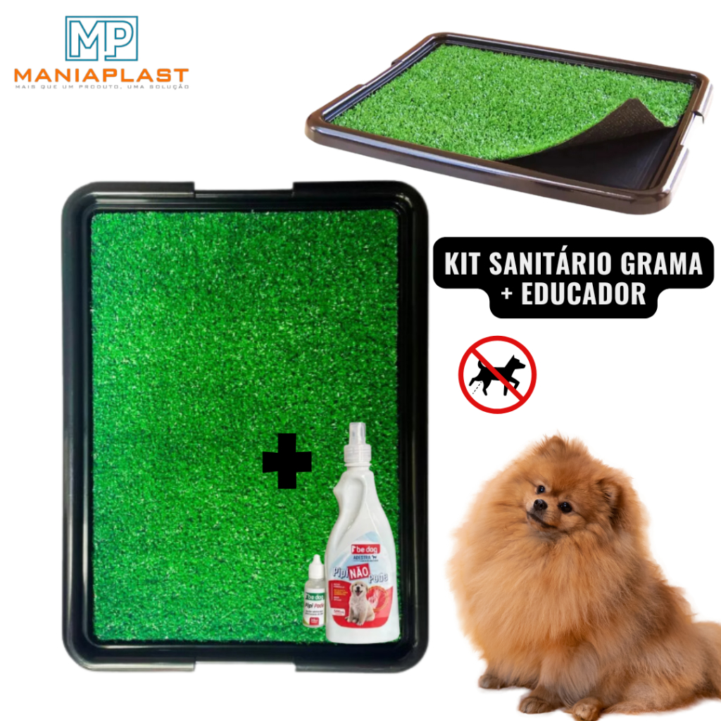 Kit Sanitário com Grama Higiênico Para Cachorro + Educador Sanitário Xixi Sim Xixi Não em Oferta na Shopee