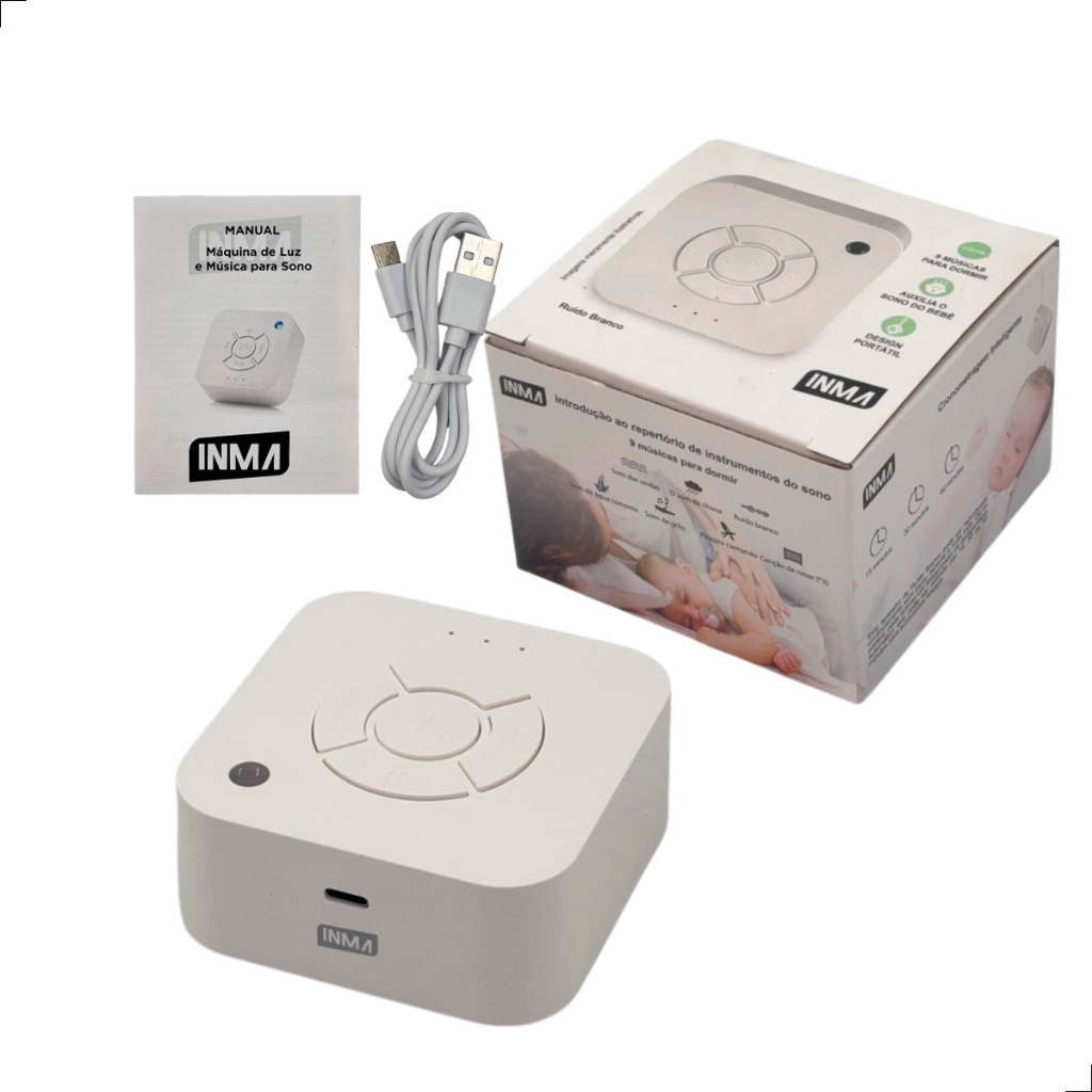 Aparelho Ruído Branco para Sono e Relaxamento do Bebê com 9 Sons Bateria Led USB