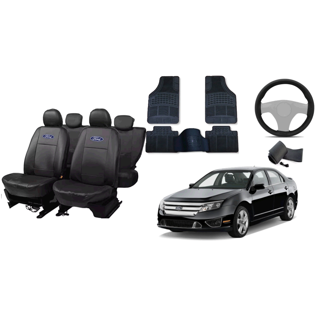 Capa de couro + Tapete 5 peças + Capa de volante - Ford fuzion 04-12