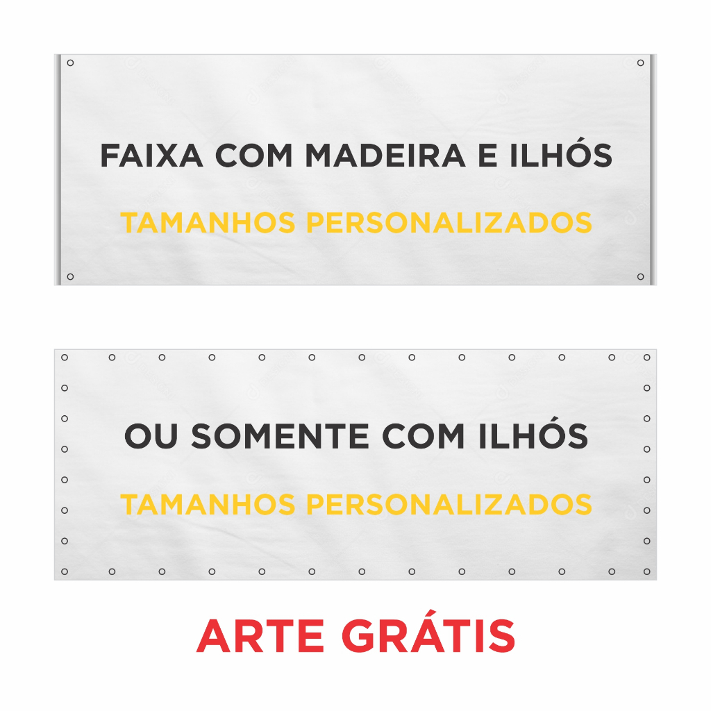 Faixa Fachada Madeira e Ilhos Aniversario Loja Cardápio