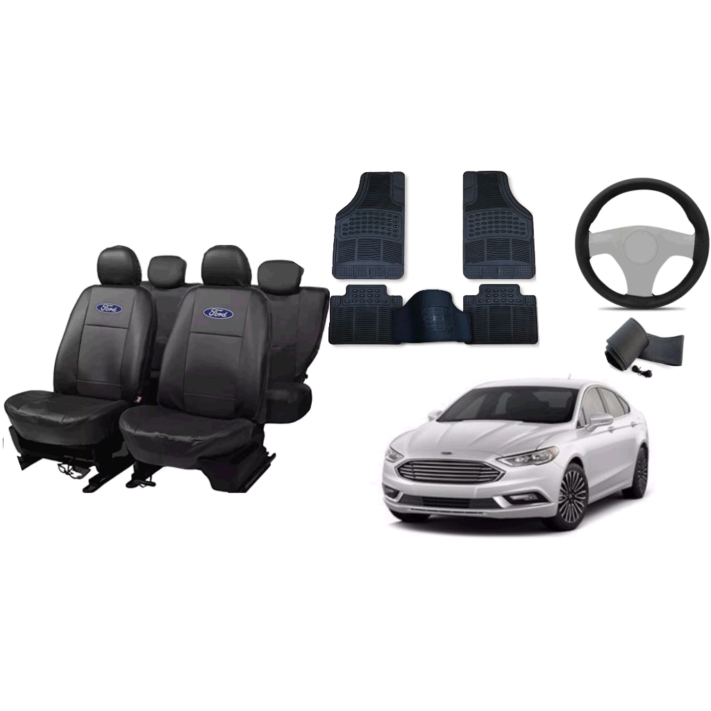 Capa de couro + Tapete 5 peças + Capa de volante - Ford fuzion 13-19