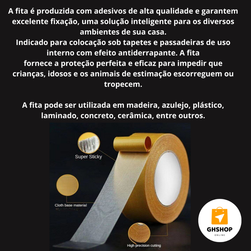 Kit Fita Dupla Face Para Tapete Carpete Tapete De Fixação Resistente Impermeável
