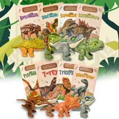 Coleção Mundo Dos Dinossauros - Mini Dinossauro T-rex Espinossauro Brinquedo Articulado + Livro