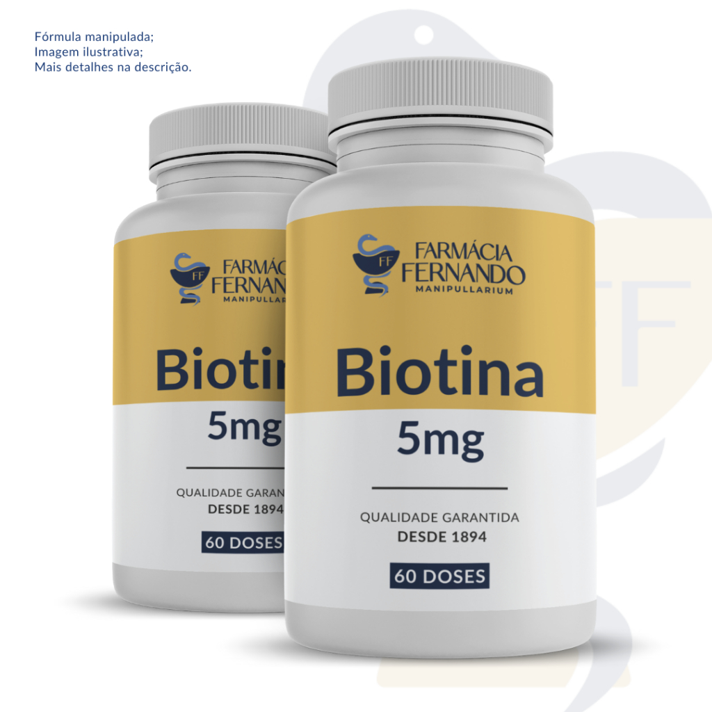 (KIT) 2 Potes Biotina 5mg 60 doses - Suplemento Capilar em Oferta na Shopee