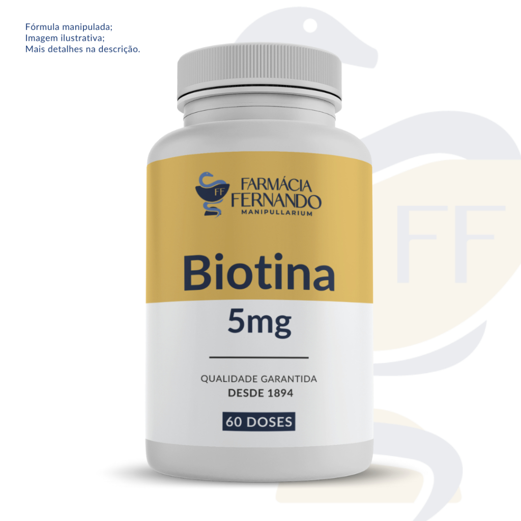 Biotina 5mg 60 doses - Suplemento Crescimento Capilar