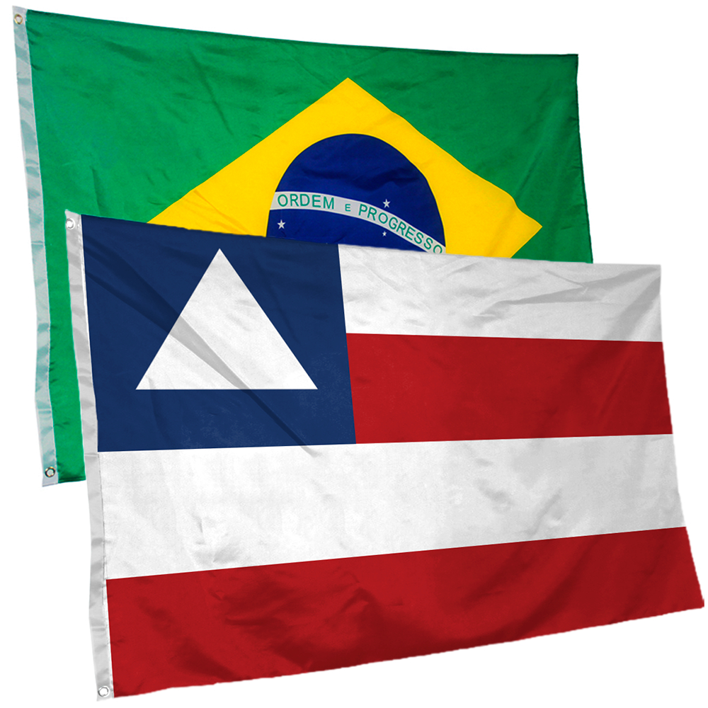 Bandeira Da Bahia + Do Brasil 145cm por 90cm Tecido de Poliéster