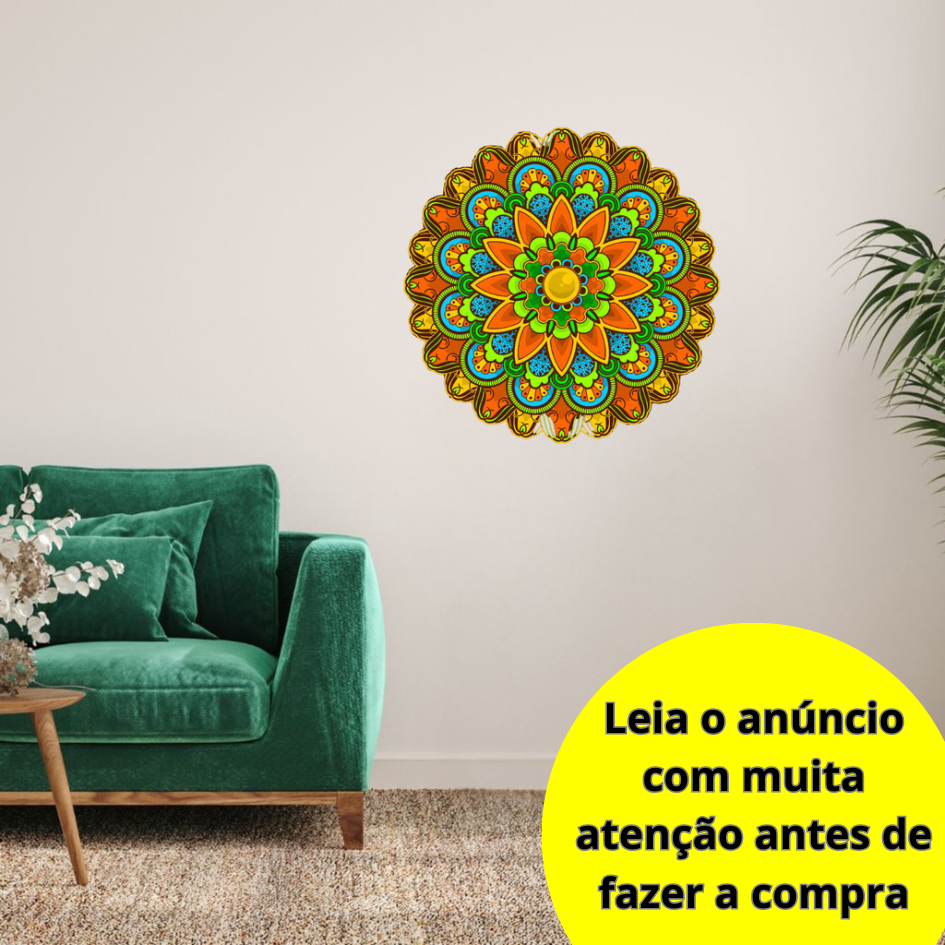 Adesivo De Parede Decorativo Vinil Mandala Colorida Laranja Sala Quarto Escritório Ambientes